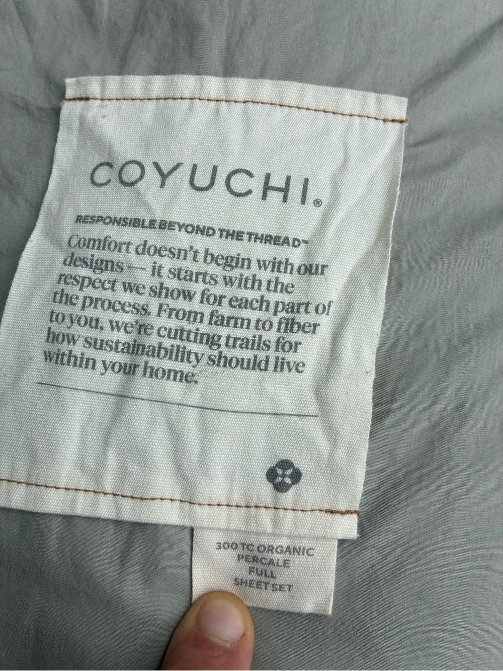 Coyuchi Neutral Gray Bedding Bag with Deep Blue Sheet - Picture 2 of 6